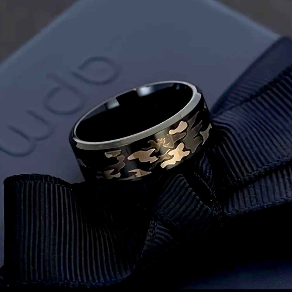 New sz12 mens camo military army hunting style ring camouflage titanium stylish